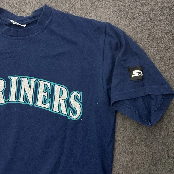 vintage 90 Seattle mariners t-shirt size medium #54 Johnson baseball tee starter - Picture 3 of 12